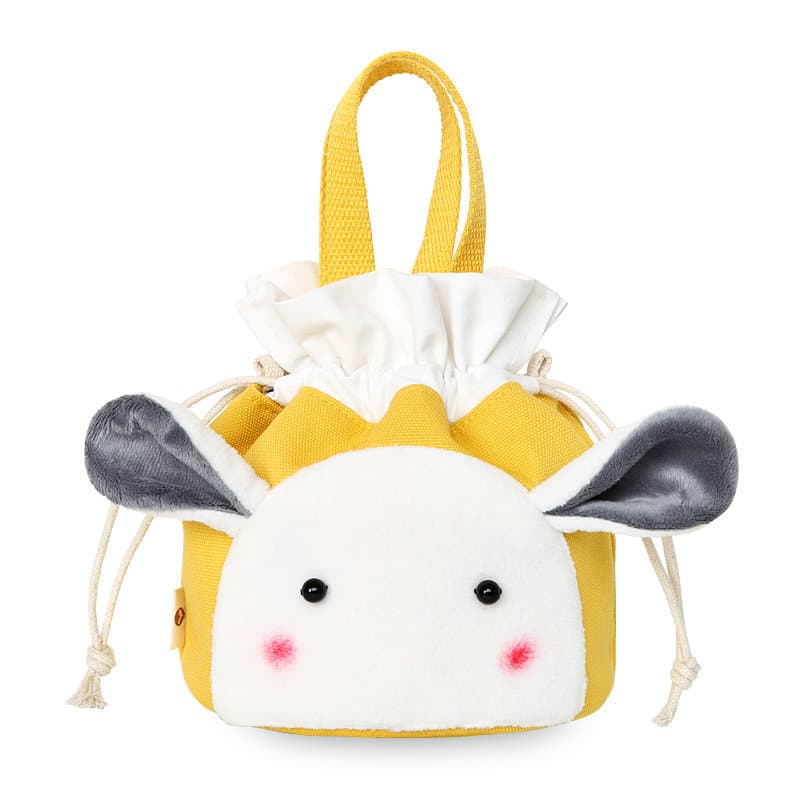 巾着 うし顔立体耳付き巾着トートバッグ