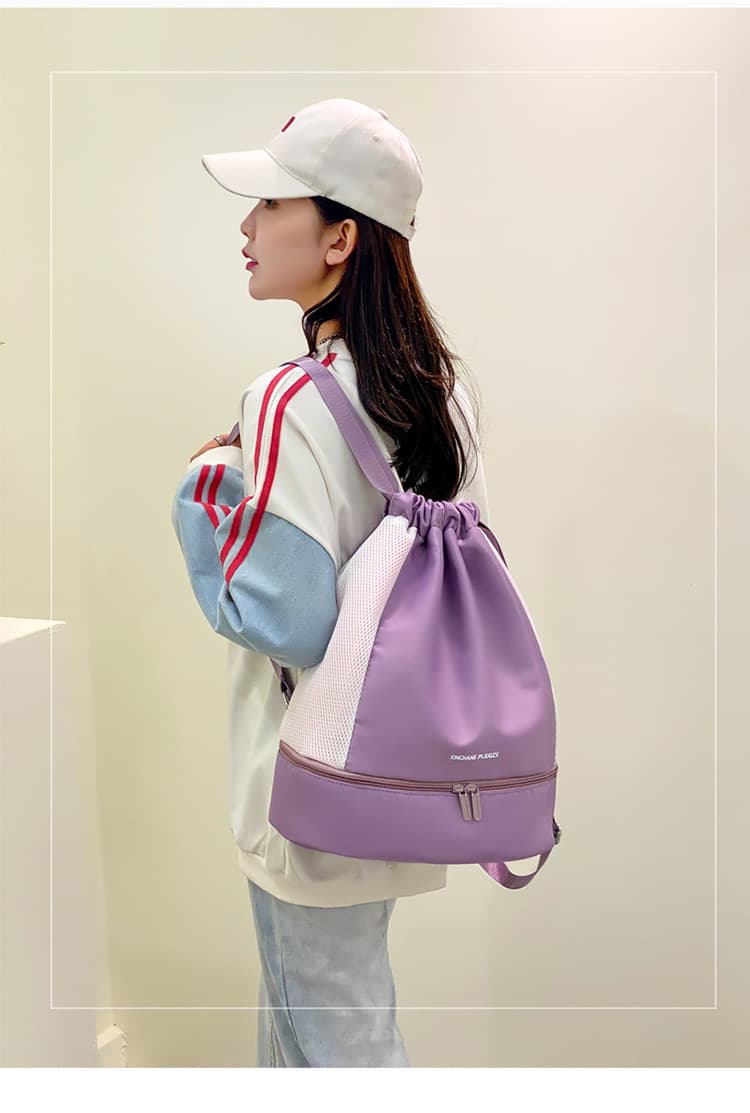 巾着 多機能ポケット付き巾着リュックサック