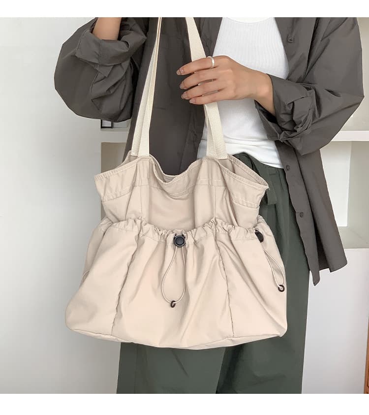 巾着 シンプル巾着型大容量ショルダーバッグ