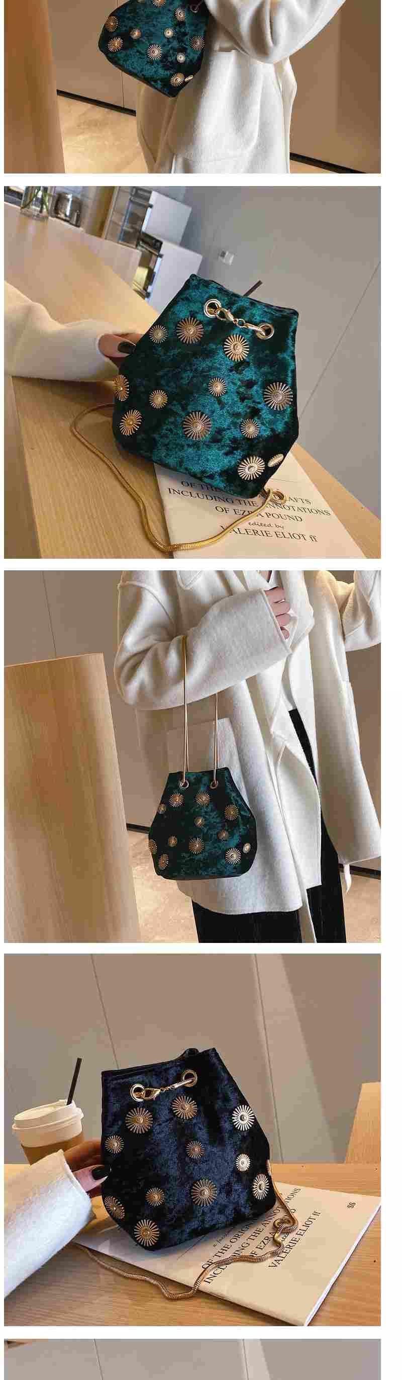 巾着 太陽刺繍ベルベット巾着ショルダー鞄