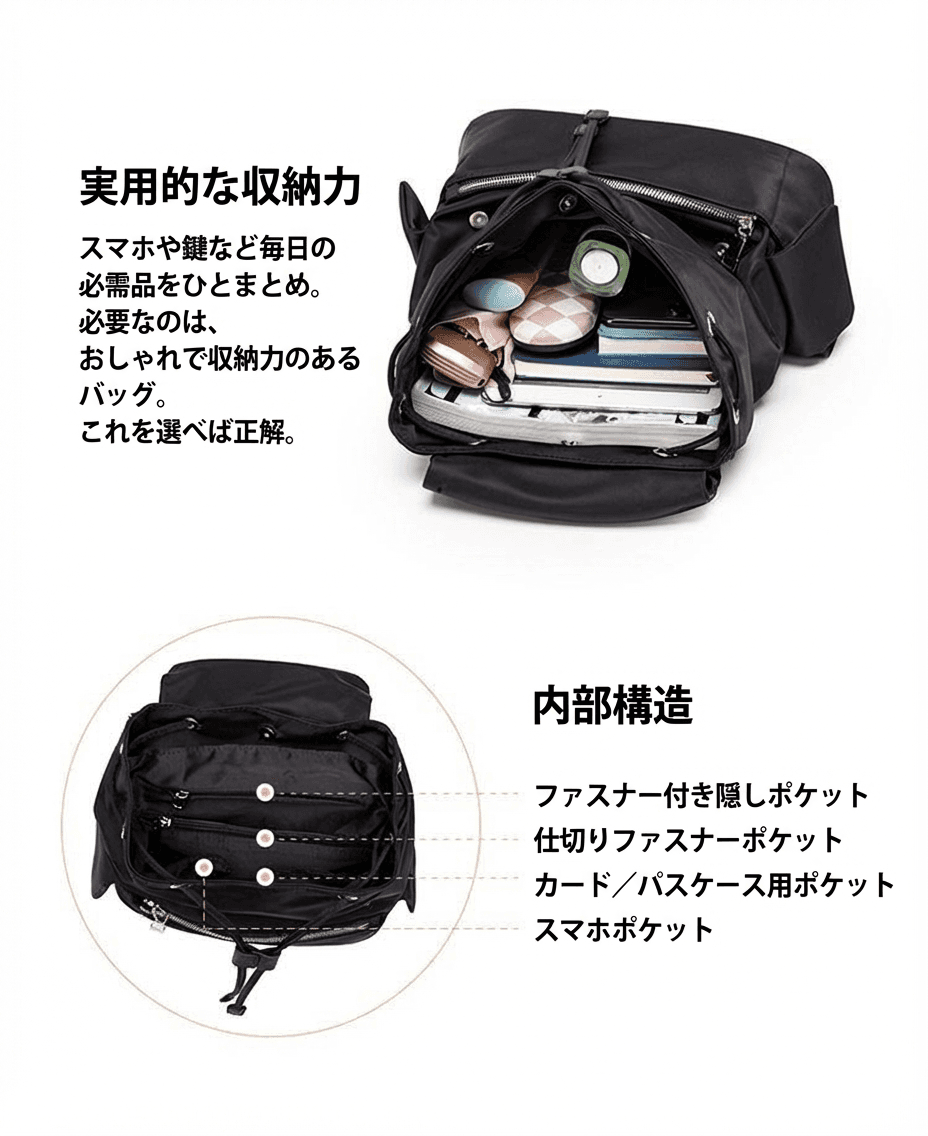 巾着 ファー付き巾着型リュックサック多機能ポケット