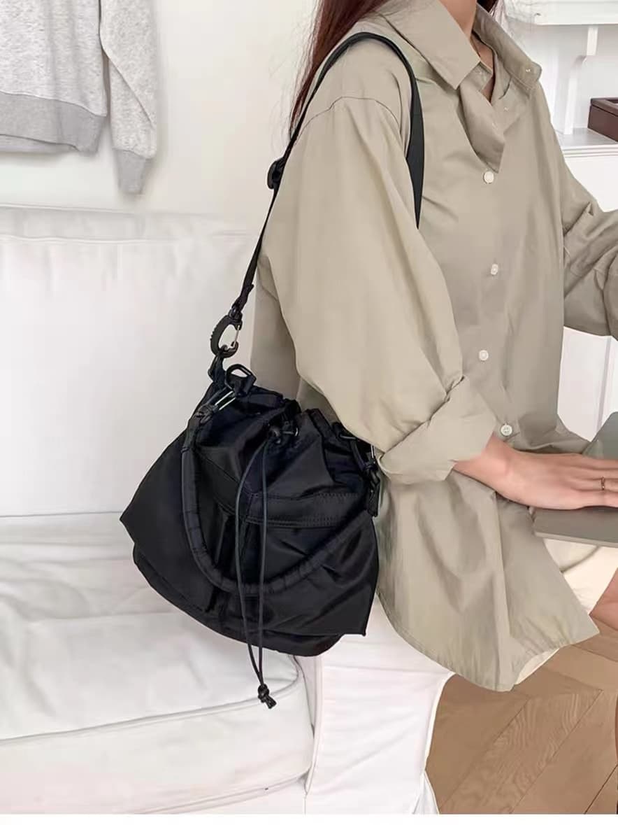 巾着 シンプル巾着ショルダーバッグ