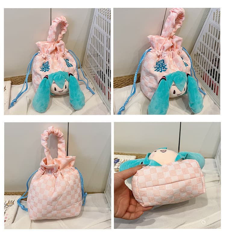 巾着 幸運招き猫笑顔刺繍入り巾着ポーチ