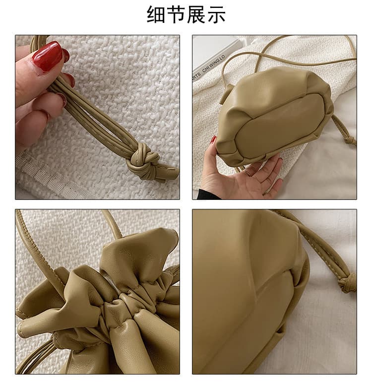 巾着 上質レザー巾着型ミニショルダーバッグ