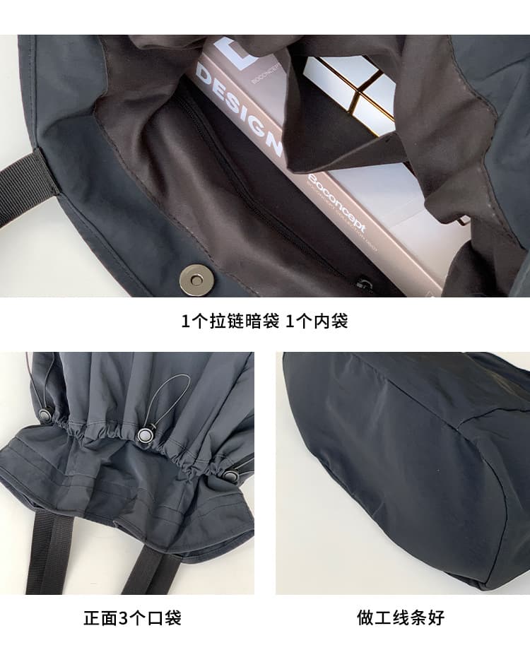 巾着 シンプル巾着型大容量ショルダーバッグ