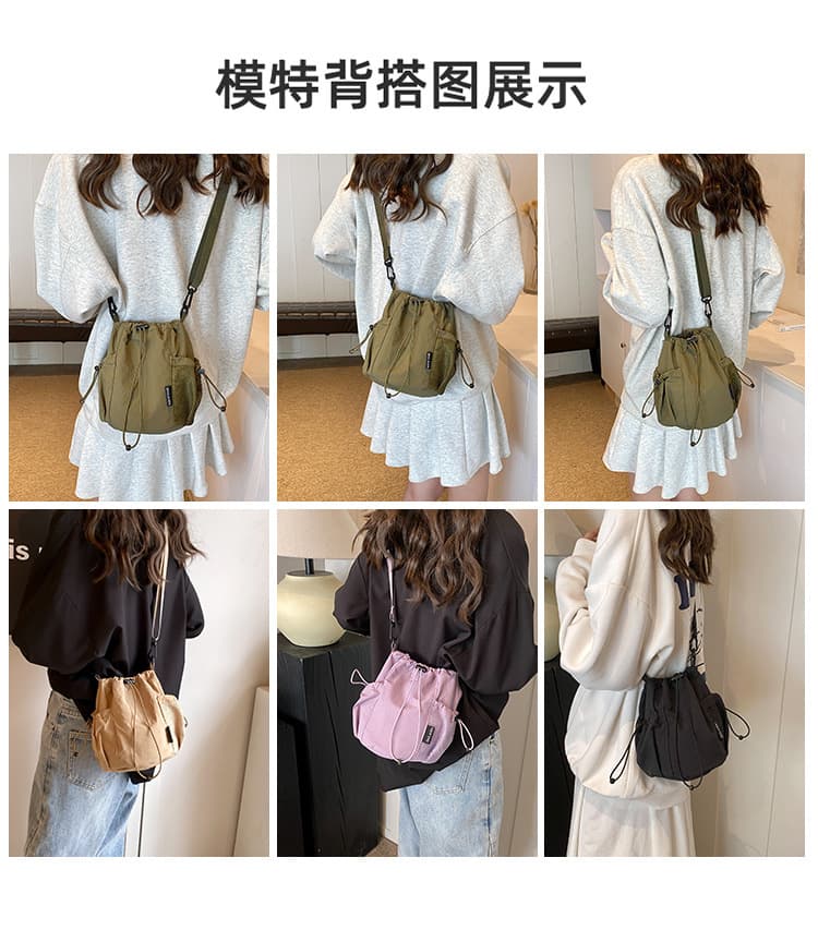 巾着 軽量ナイロン素材コンパクト巾着ショルダー鞄