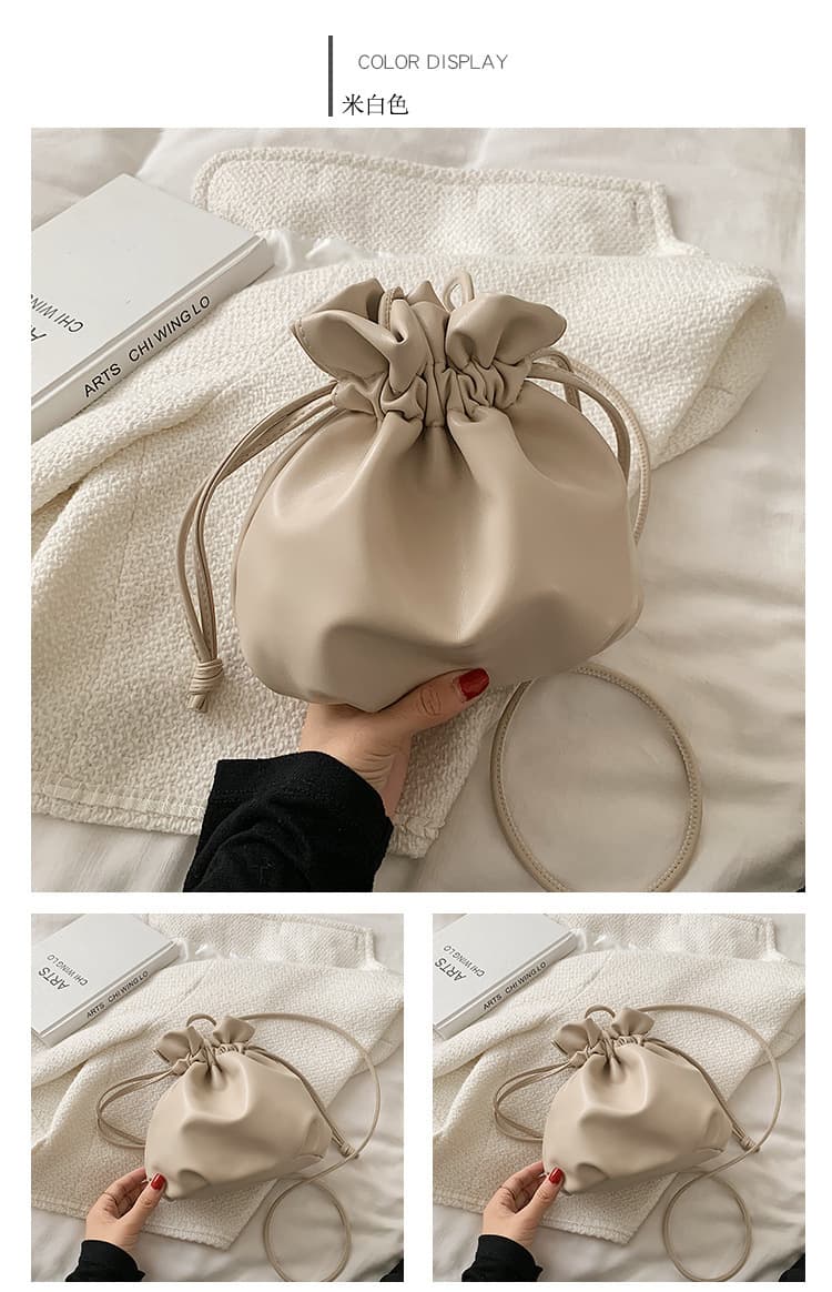 巾着 上質レザー巾着型ミニショルダーバッグ