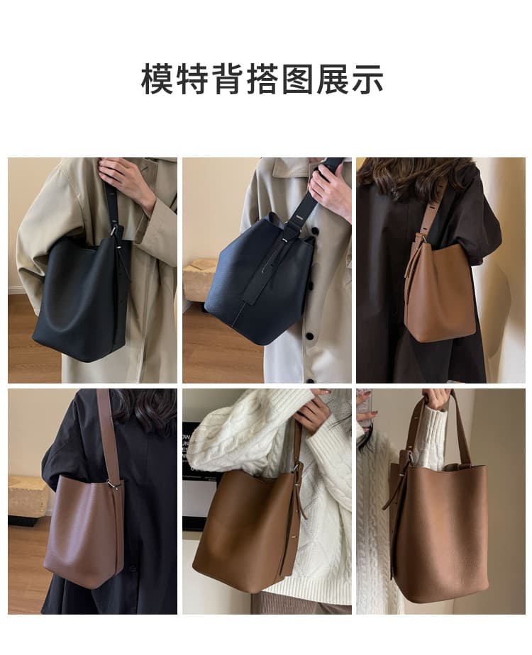 巾着 上品な質感の巾着式レザートートバッグ