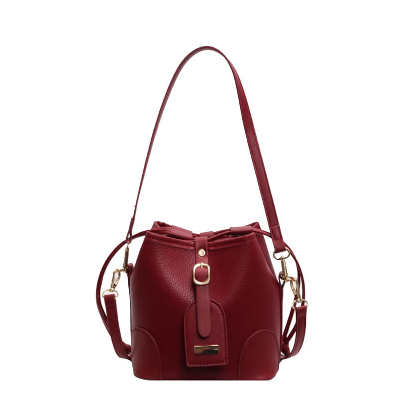 巾着 上品レザー巾着ショルダーバッグ