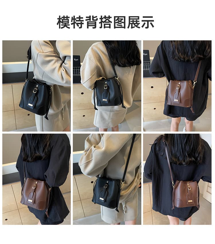 巾着 上品レザー巾着ショルダーバッグ