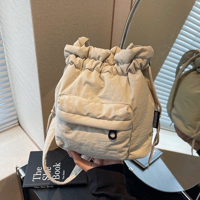 巾着 キルティング風巾着ショルダーバッグ