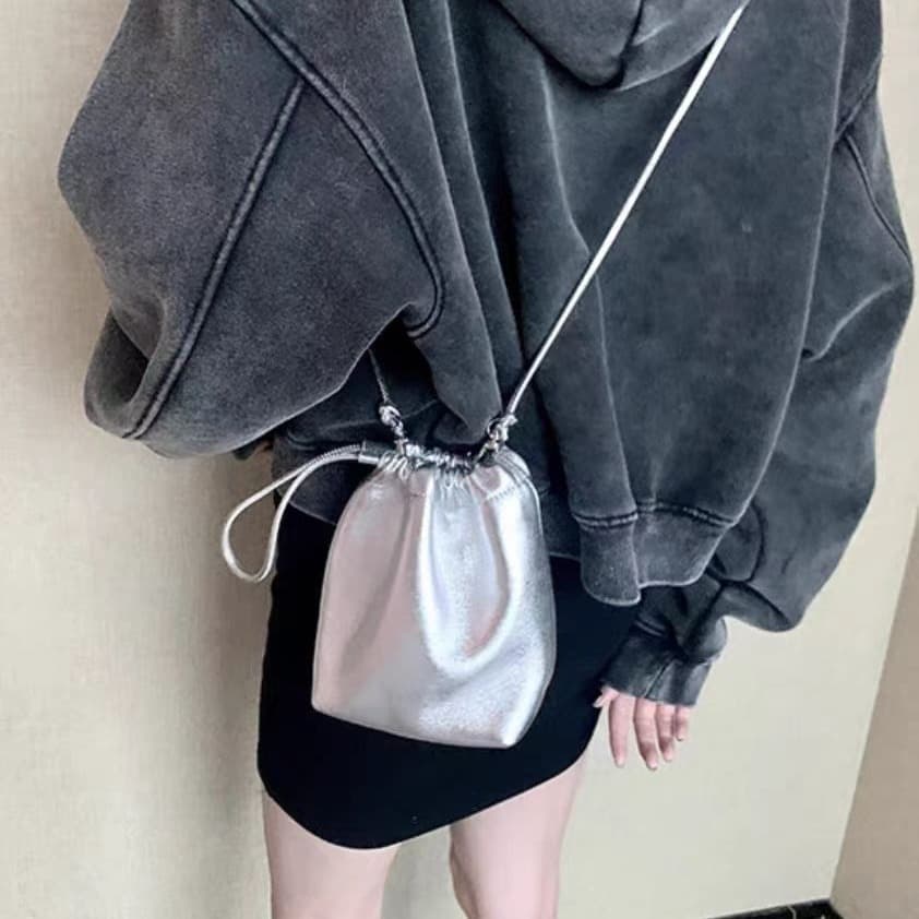 巾着 シンプル巾着ミニショルダーバッグ