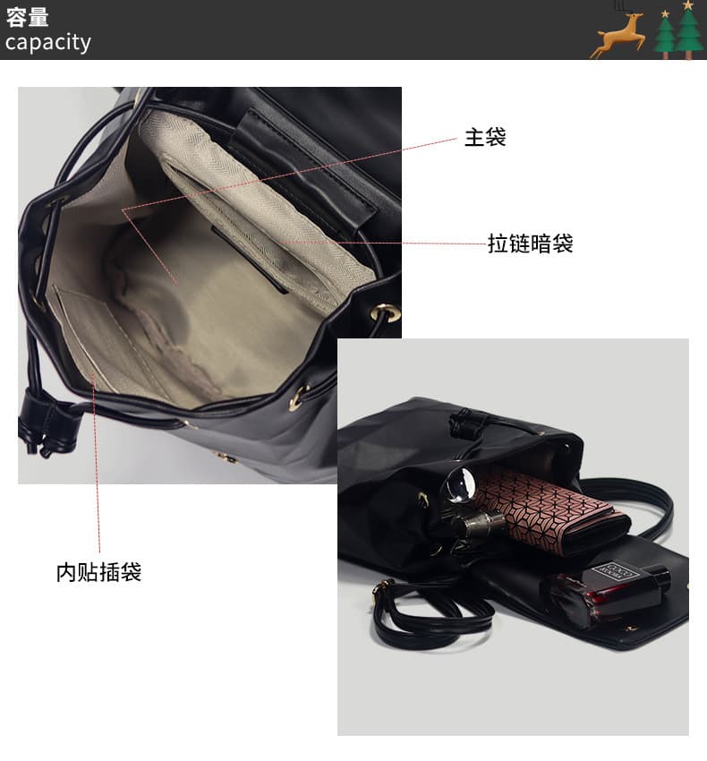 巾着 上品な光沢感が魅力の巾着型リュック