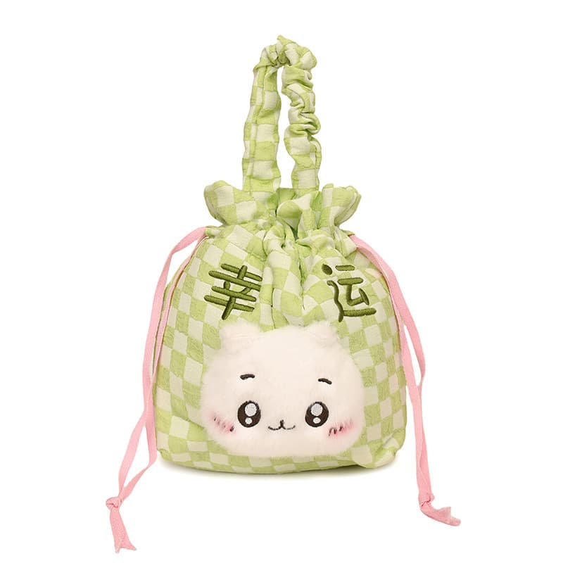 巾着 幸運招き猫笑顔刺繍入り巾着ポーチ