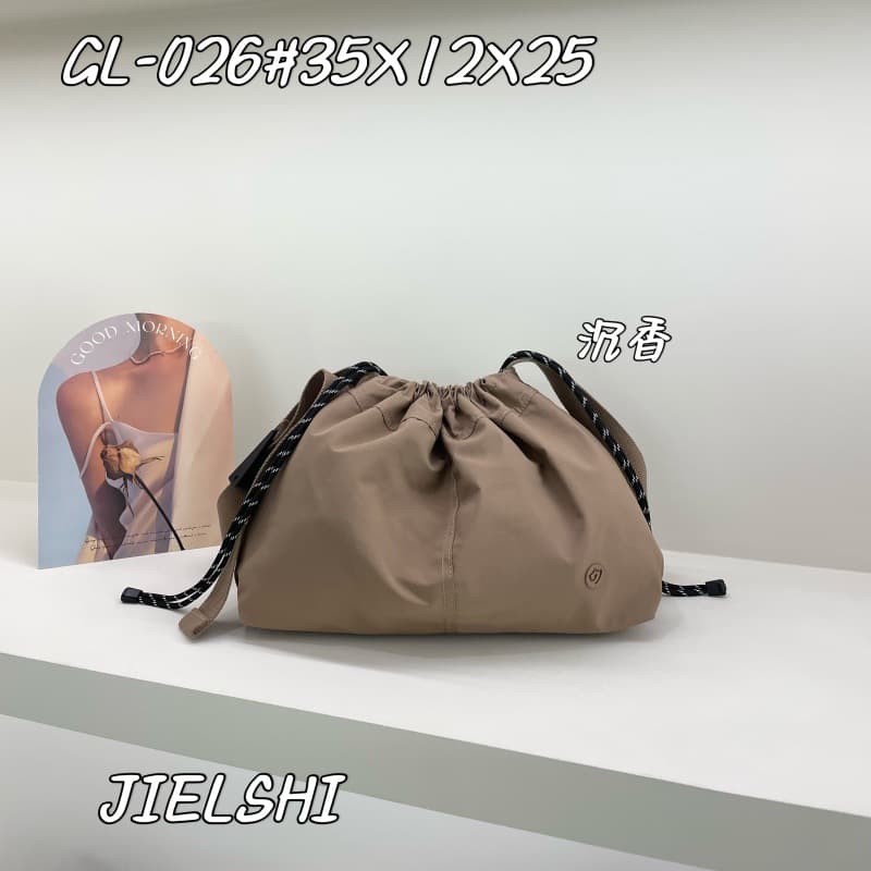 巾着 編み込み紐付き巾着型ショルダーバッグ