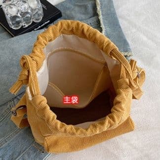 巾着 コーデュロイ素材巾着型ショルダー鞄