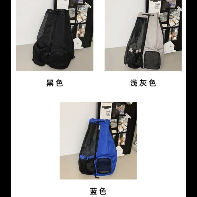 巾着 通気性抜群メッシュポケット付き巾着リュック