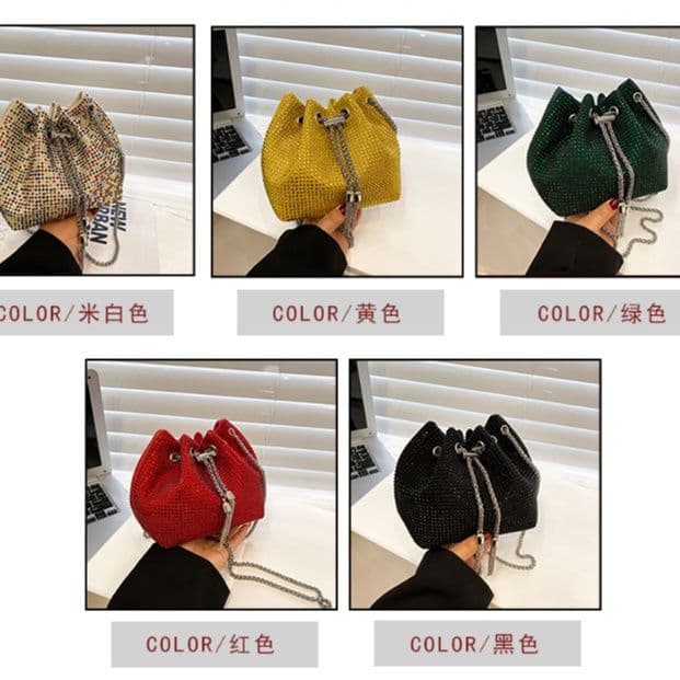 巾着 キラキラビジュー巾着ショルダー鞄