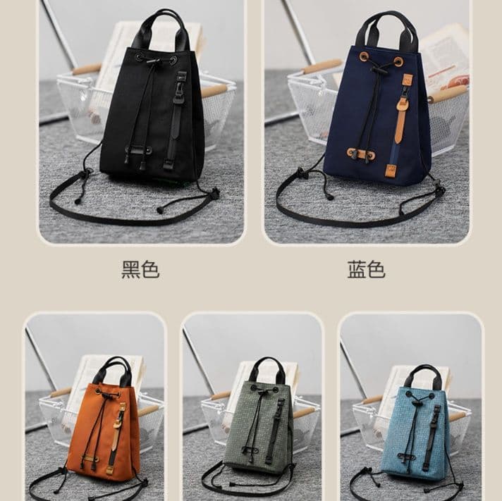 巾着 編み込み風デザイン巾着ショルダーバッグ