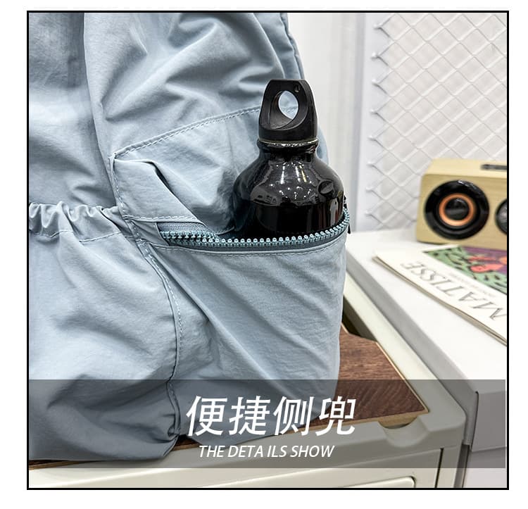 巾着 多機能ポケット付き巾着型リュックサック