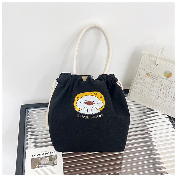巾着 癒し系キャラクター刺繍入り巾着ポーチ