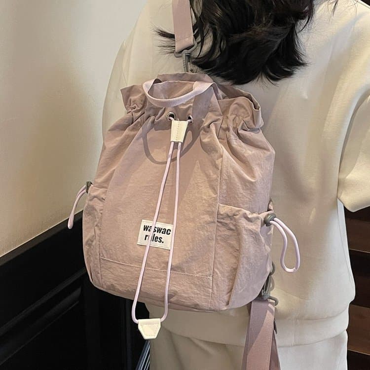 巾着 サイドポケット付き巾着型リュックサック