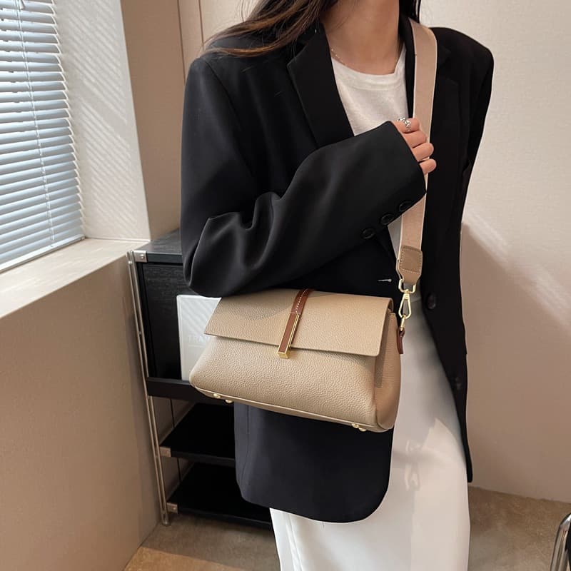 巾着 フラップ留め巾着ショルダーバッグ