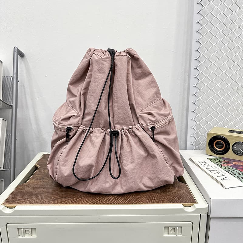 巾着 多機能ポケット付き巾着型リュックサック