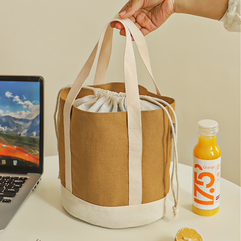 巾着 円筒型巾着トートバッグ