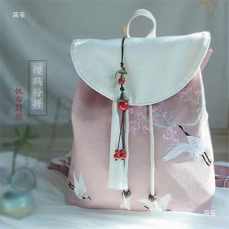 巾着 和風刺繍花鳥巾着リュックサック