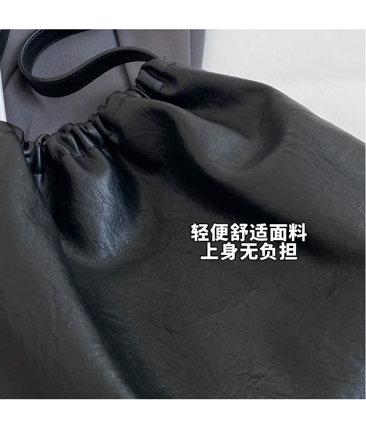 巾着 上質レザー巾着ショルダーバッグ