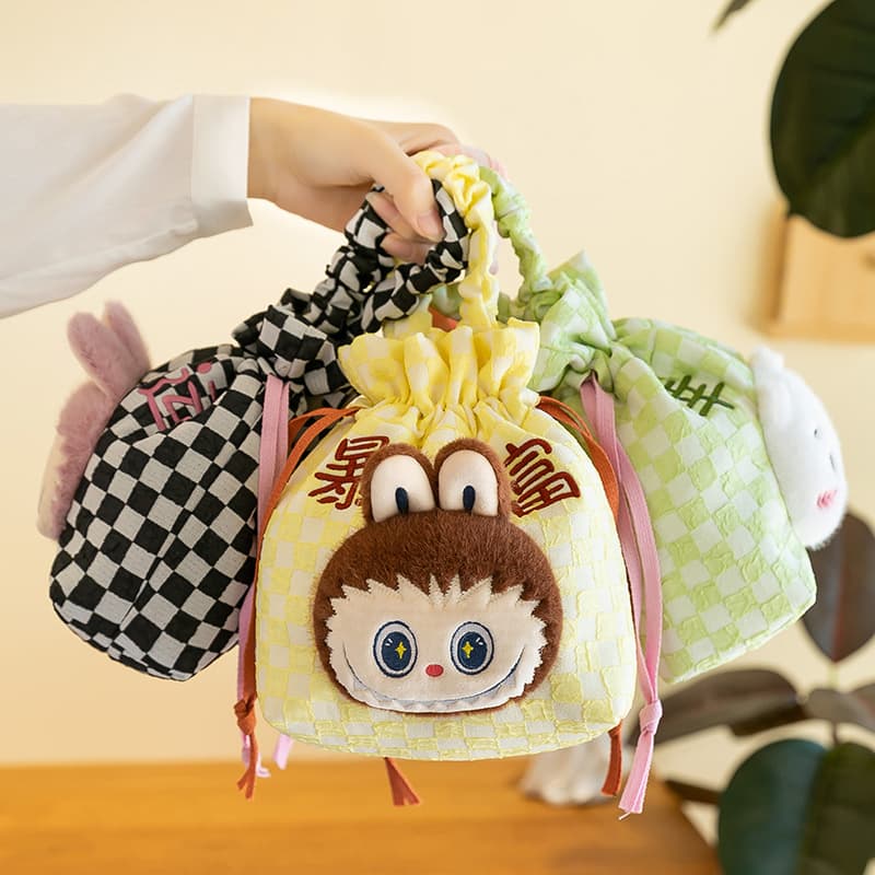 巾着 可愛い動物キャラクター刺繍入り巾着ポーチ