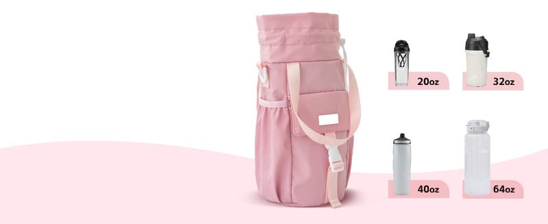 巾着 多機能ポケット付き巾着型ショルダーバッグ
