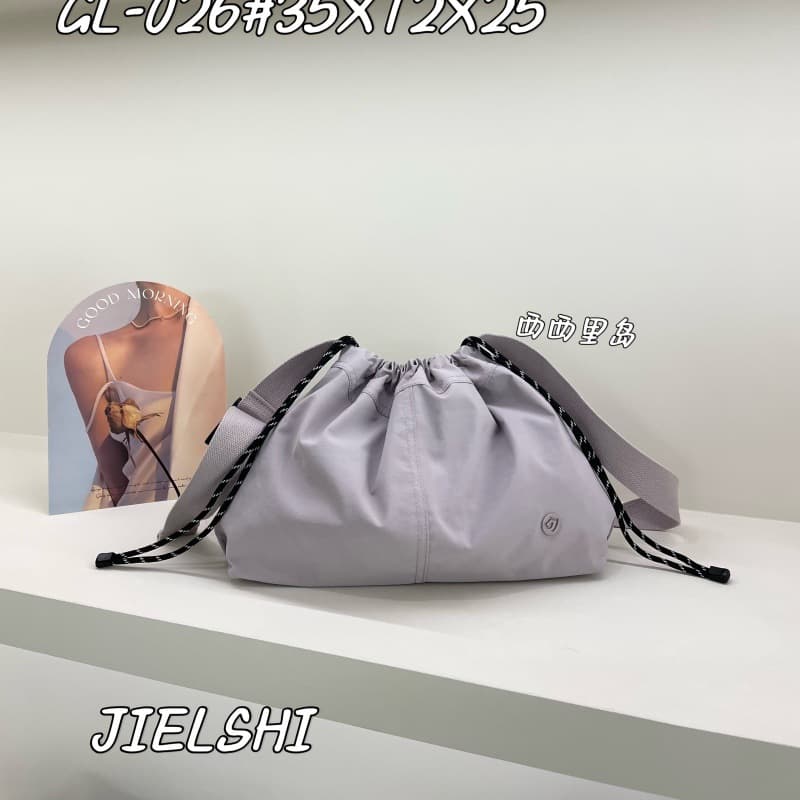 巾着 編み込み紐付き巾着型ショルダーバッグ