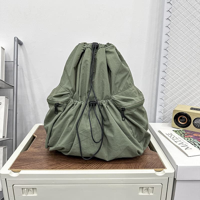 巾着 多機能ポケット付き巾着型リュックサック