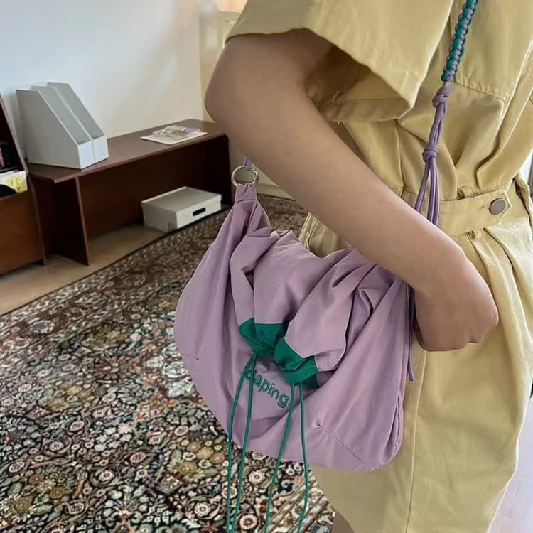 巾着 カジュアル巾着型ショルダーバッグ