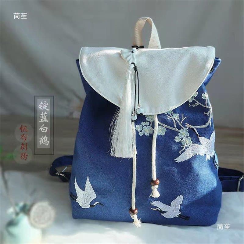 巾着 和風刺繍花鳥巾着リュックサック