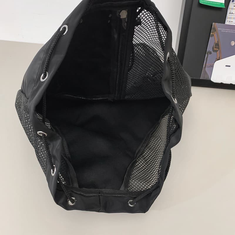 巾着 通気性抜群メッシュポケット付き巾着リュック