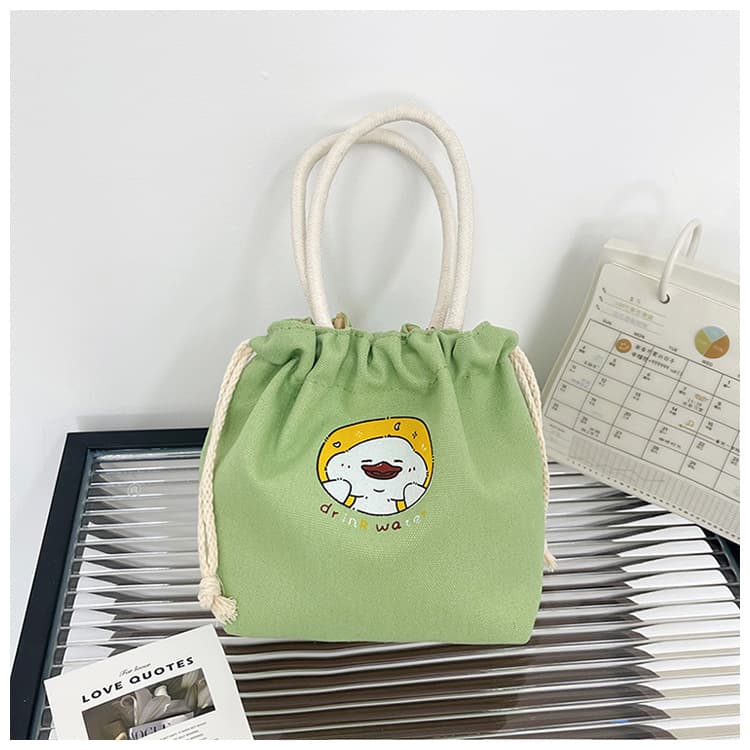 巾着 癒し系キャラクター刺繍入り巾着ポーチ