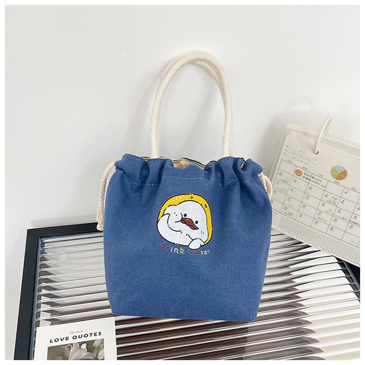 巾着 癒し系キャラクター刺繍入り巾着ポーチ