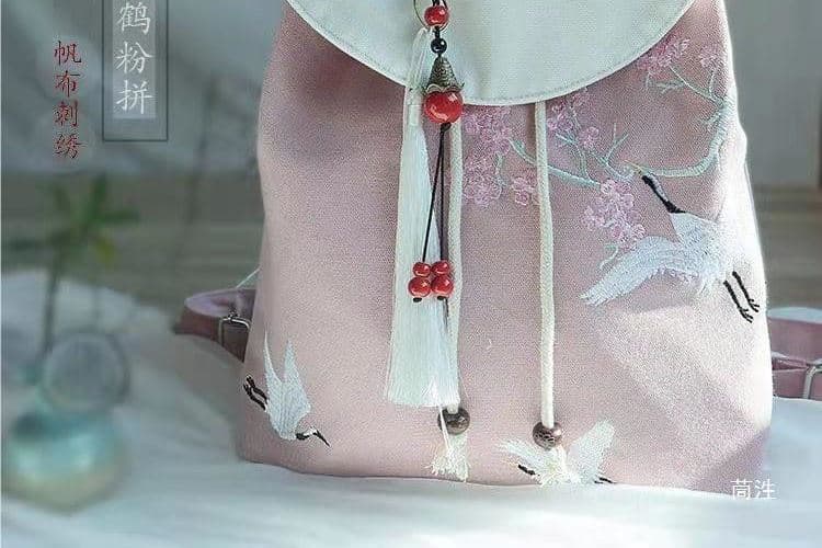 巾着 和風刺繍花鳥巾着リュックサック
