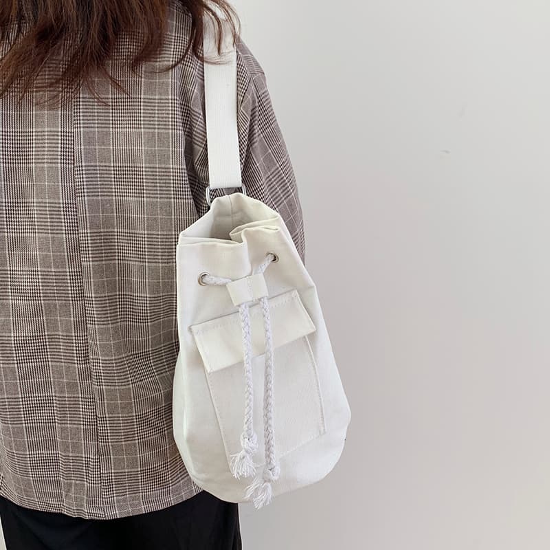 巾着 シンプル巾着式キャンバスリュックサック